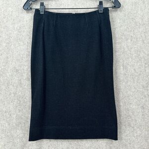 AKRIS Punto Midi Pencil‎ Skirt Womens 2 Black Grey Velvet Check Career Work